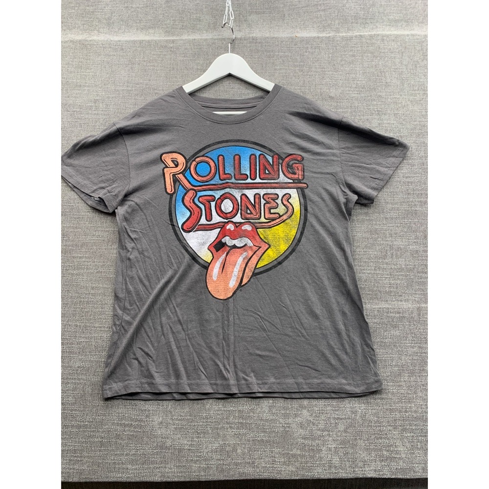 The Rolling Stones T-Shirt Mens Large Gray Cotton Graphic Print Short Sleeve